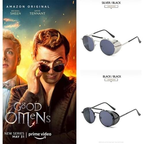9 Color New Good Omen steampunk glasses Cosplay prop Devil Crowley Outdoor Sunglasses