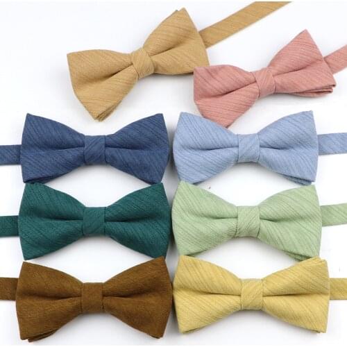 Solid Color Men Women Bow tie Polyester Cotton Classic Colorful Navy Green Yellow Butterfly Bowtie For Wedding Party Accessory