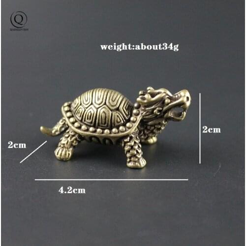 Handmade Bronze Dragon Turtle Pendant Car Key Chain Hanging Decorations Fashion Vintage Keychain Pendants Brass Keyring Trinkets