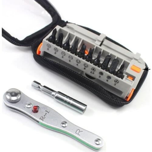 Portable Mini Multi-function EDC Screwdriver Sisassembly Ratchet Wrench Set Outdoor Emergency Tools 12 In 1