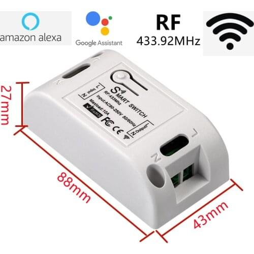 QBYteco RF 433 AC90-250V Receiver Smart Home Wifi Wireless Remote Control Led Light Switch Smart Life/Tuya APP Works with Google