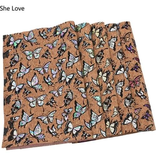 Chzimade Multicolor Printed Butterfly Glitter Fabric Synthetic PU Leather Fabric 29x21cm For Shoes Bow Hair Decoration Materials