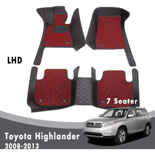 Luxury Double Layer Wire Loop Carpets Car Floor Mats Accessories For Toyota Highlander 2013 2012 2011 2010 2009 2008 (7 Seater)