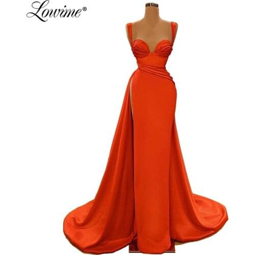 Hot Sexy High Split Side Prom Dresses Saudi Arabic Evening Dresses Robe De Soiree Wedding Party Gown Aibye Turkish Islamic Dress