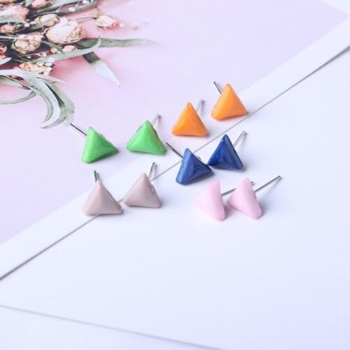 Japanese And Korean Style Fresh Resin Triangle Earrings Fashion Delicate Joker Small Earrings Accessories