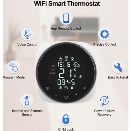 Tuya WiFi Smart Thermostat Temperature Controller LCD for Electric floor Heating,Water/Boiler Voice Work for Google Home,Alexa