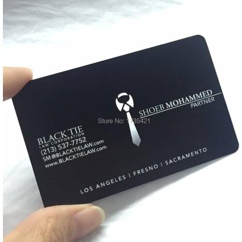 Logo cutting out black silkscreen base black metal cards printing