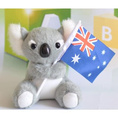 High quality cute gray koala 12cm plush toy flag koala doll christmas gift d1009