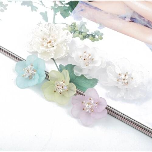 3pcs 3D Scrub Rhinestone Wrist Flower Handicraft Connectors For Jewelry Findings Diy Hair Accessories Badge Brooch Bead Make
