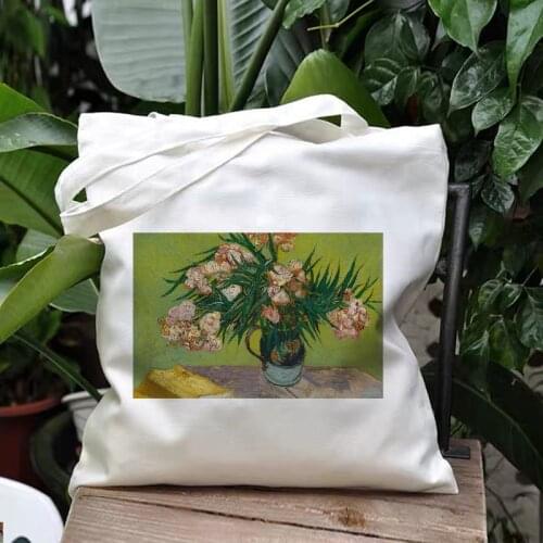 Women Casual shopping Bag Art Oil Painting Graphic Canvas Shoulder Bag Cute Female Harajuku Ulzzang Grunge Tote Shopper Bag
