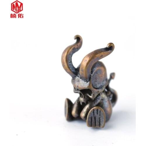 1PC Little Devil Skull Retro Brass Copper Oxide EDC Paracord Beads Umbrella Rope Cord Lanyard Pendants Knife Beads Accessories