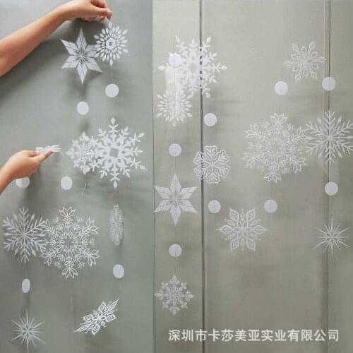 2021 New Christmas Decoration Film Snowflake Garlands Shopping Mall Window Display Banner Pendant Merry Christmas Decor For Home