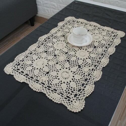 40x60cm Tablecloth Handmade Cafe Hotel Handicraft Decor Rectangle Cotton