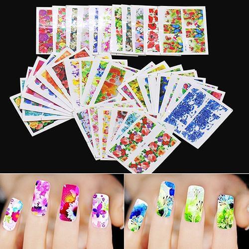 50 Sheets Watermark Stickers Temporary Tattoos DIY Nail Art Tips Manicure Decals Nail Art Tips Decoration Decals Nail Stickers