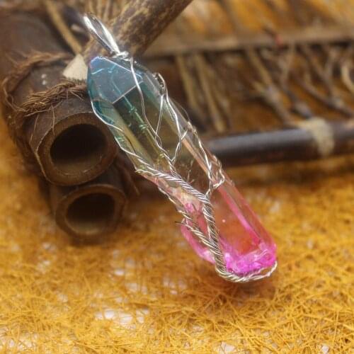 6PCS High Quality Crystal Pendant For Making Women Necklace Natural Quartz Wire Life Of Tree Reiki Energy Meditation Pendulum