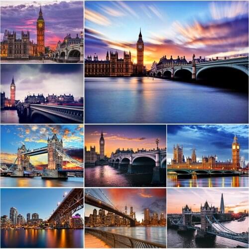 5D Diy Diamond Paintings Bridge Full Drill Embroidery Mosaic Cross Stitch City Landscape Rhinestones Home Decor Art Picture Gift