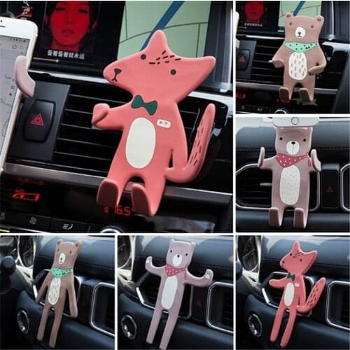 Car Phone Holder Cartoon bear fox Mobile Phone Holder for Car Holder Phone Stand Contains car aromatherapy