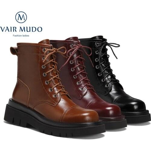 Martin Boots womens British style Shoes 2020 Autumn Boots Leather Retro Motorcycl Ankle Shoes Thick Bottom Lace up DX161L