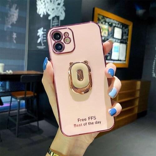 Aweful phone holder Case for iPhone X XR XS Max 11 pro max 12 Mini for iphone 7 8 Plus 6 6S SE 2020 Ring Stand Plating Cover