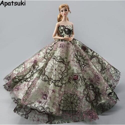 Black High Fashion Wedding Dress for Barbie Doll Clothes Outfits Vestidoes Evening Dresses Party Gown 1/6 Doll Accessories Toy