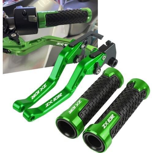 CNC Adjustable Motorcycle Brake Clutch Levers Rubber Gel Handlebar grips Handle bar grip For KAWASAKI ZX10R ZX 10R ZX-10R 2016