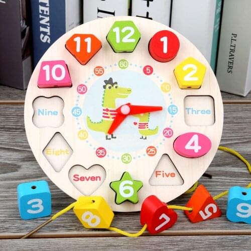 Children Montessori Wooden Clock Toys Hour Minute Second Cognition Colorful Clocks Toys for Kids Early Preschool Teaching Aids