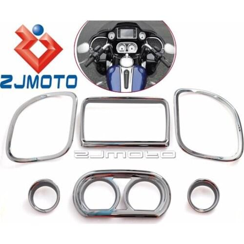 ABS Plastic Chrome Inner Fairing Dash Gauge Radio Trim Kit For Harley Road Glide Ultra FLTRX Special FLTRXS Ultra FLTRU 15-17