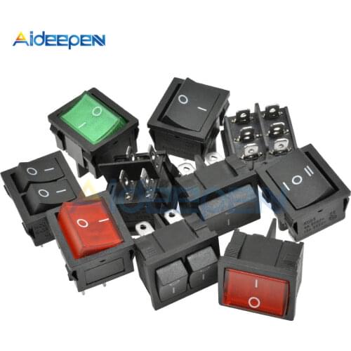 KCD5 Latching Rocker Switch 4 Pin 6 Pin ON-OFF ON-OFF-ON 6A 250V Boat Power Switch Push Button with Light 21*24MM