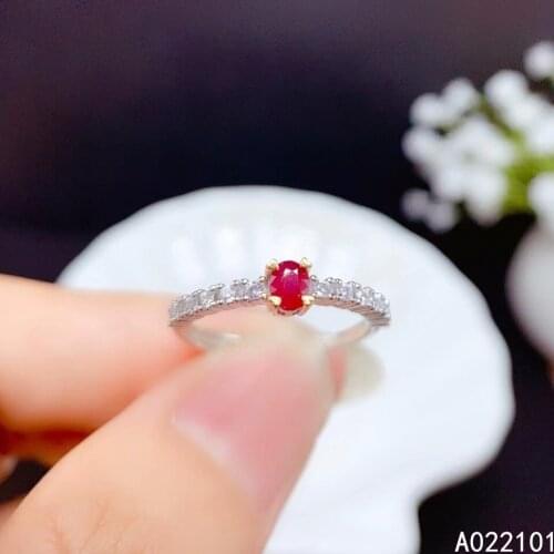 KJJEAXCMY fine jewelry S925 sterling silver inlaid natural ruby new girl trendy ring support test Chinese style with box