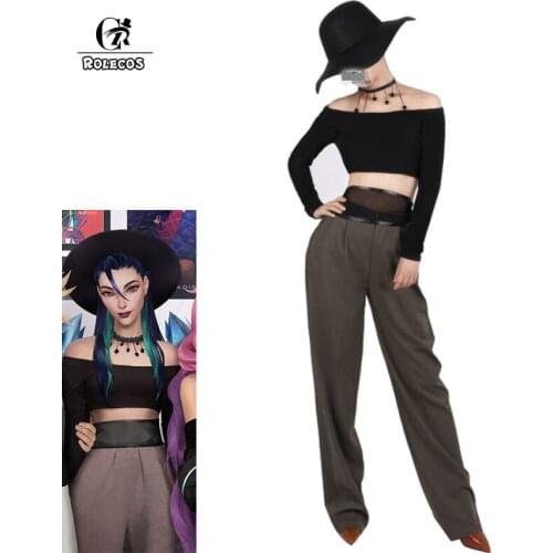 ROLECOS Game LOL Cosplay KDA Baddest Kaisa Cosplay Costumes KDA Kaisa Black Sexy Halloween Uniform Cosplay Set Women Costumes