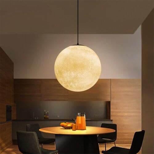 Moon Modern Novelty Creative individuality 3D Print Pendant Lights Atmosphere Night Light Lamp Restaurant Bar Hanging Lighting