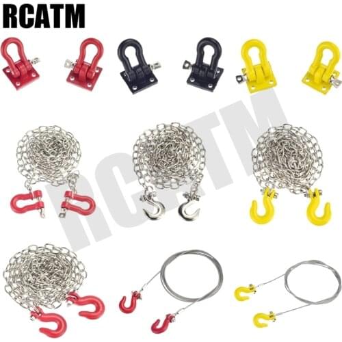 Metal Trailer Hook Rescue Chain Decoration For 1/10 RC Crawler Car TRX4 G63 D90 Axial Scx10 III Wraith Tamiya VS4