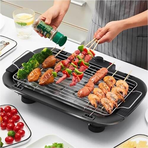 BBQ Grill Multifunction EasyGrill Electric Smokeless and Hot Pot Split for Easy Cleaning Outdoor Picnic Cooking 110V/220V MB02