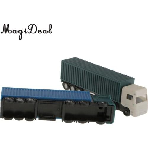 2Pcs/Set Model Container Truck Vehicle Toys Figure 1:150 N Scale for Building Street Scenery Layout Children Kids Gift