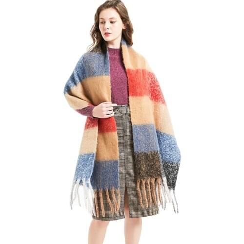 Fashion Winter Scarf Plaid Shawl Long Thickened Mens Wrap Tassel Autumn Womens Warm Comfortable Trendy Stylish Scarves