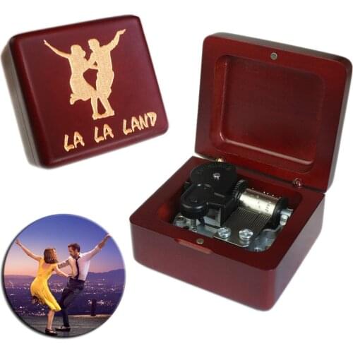 Sinzyo Handmade Wooden La la land Music Box Birthday Gift For Christmas/Birthday/Valentines day gift Wine red