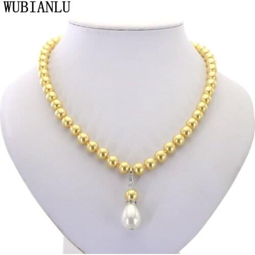 New Multicolor 8mm Imitation Pearls Necklace Fashion Water Droplets Chain Pendant For Women Jewelry Cute Girl Gift Party T258