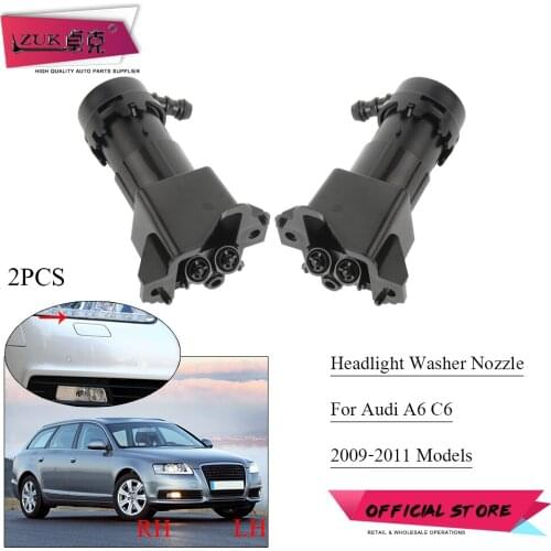 Pair For AUDI A6 / A6 Quattro / A6 Avant S6 RS6 C6 2009 2010 2011 Headlight Washer Pump Headlamp Water Spray Nozzle Jet Actuator