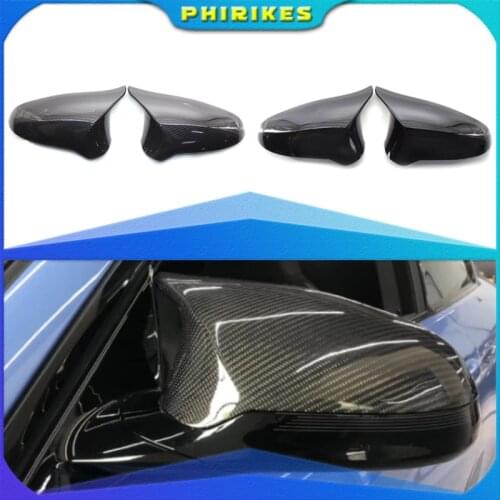 A Pair Carbon Fiber Car Door Rear View Side Mirror Cover Rearview Mirror Cap Replacement For BMW F80 M3 F82 M4 2015-2018