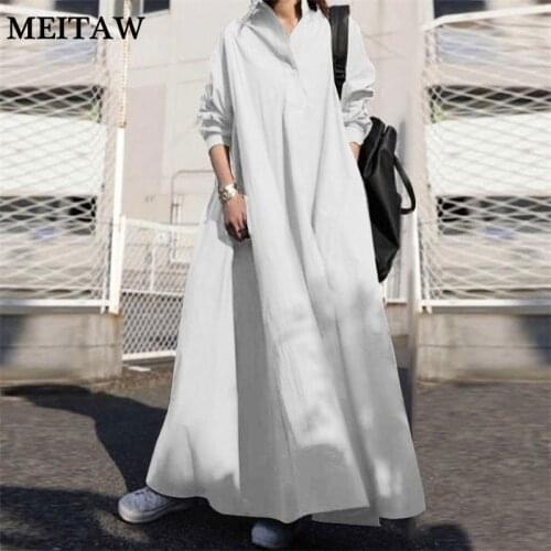 2021 Vintage Long Sleeve Loose Women Dress Casual Black White Sundress Spring Summer Female Long Maxi Party Vestido Robe