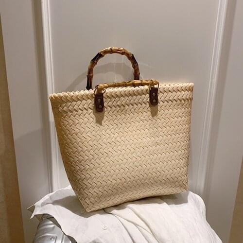 Casual Beach Bag Big Straw Totes Bag Handmade Woven Women Travel Handbags Luxury Designer Hand Bags 2020 New Summer Ladies