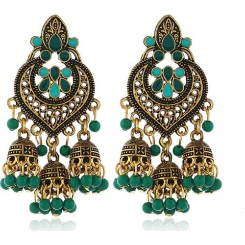 Retro Indian Bollywood Kundan Jhumka Jhumki Drop Earrings Gypsy Fashion Jewelry