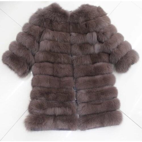 Linhaoshengyue 88CM long natural fox fur coat with zipper