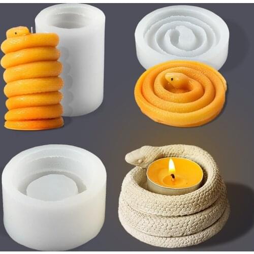 DIY Handmade Winding Snake Silicone Candle Mould Creative Snake Candlestick Mold Plaster Making Mold Home Crafts Decoration Mold