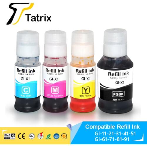 Tatrix GI-11 GI-21 GI-41 GI-51 GI-61 GI-71 GI-81 GI-91 Compatible Water Based Bulk Bottle Refill Ink for Canon G2160 G1520 etc