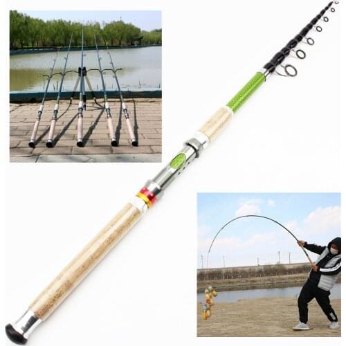 NEW 2.1m 2.4m 2.7m 3.0m 3.6m Telescopic Fishing Rod carbon wooden handle Spinning Rod Extra heavy carp fishing pole sea Tackle