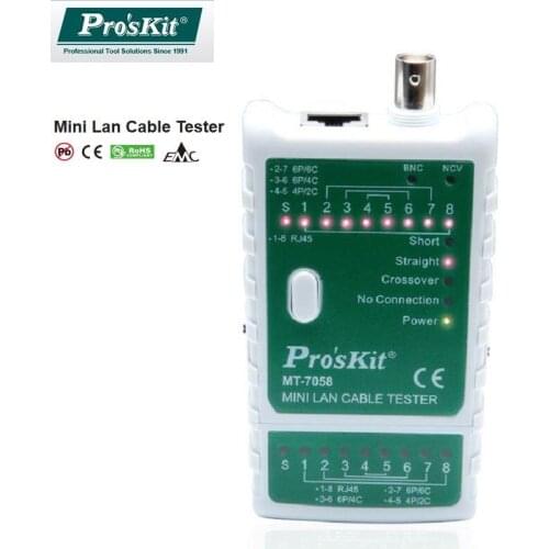 ProsKit MT-7058 Cable Tester Mini BNC Multifunctional Network Tester Wireless Wire Voltage Detector Cable Tracker Checker