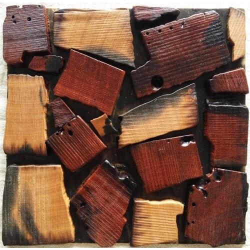 Home improvement natural wood mosaic tiles rustic log wood wall tiles 3D wood mosaic tile wood panel floor tiles