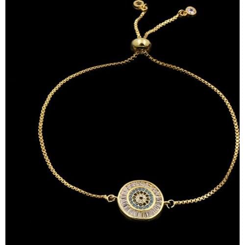 Turkish Pulseras Mujer Moda 2018 Evil Eye Veil Zirconia Bracelets For Women Round Charm Adjustable Pulseira Masculina Jewelry