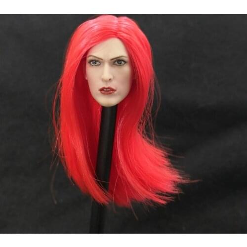 In stock 1/6 scale Alice Head with Red Long Straight Hair for 12''Action Figures Bodies